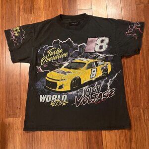 PacSun Graphic Racing Tee Black Turbo Overdrive High Voltage Shirt Size L